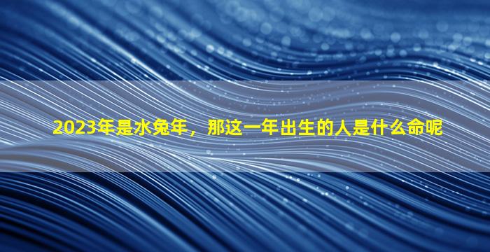 2023年是水兔年，那这一年出生的人是什么命呢