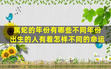 属蛇的年份有哪些不同年份出生的人有着怎样不同的命运