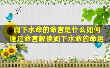 涧下水命的命宫是什么如何通过命宫解读涧下水命的命运