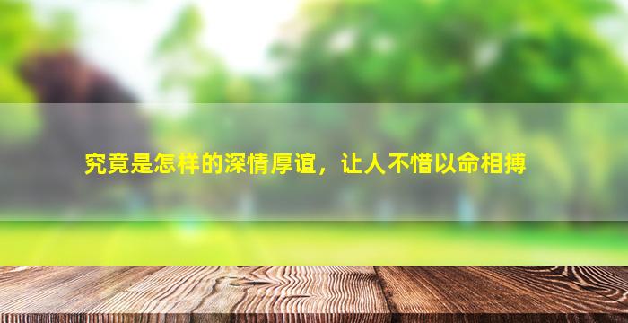 究竟是怎样的深情厚谊，让人不惜以命相搏